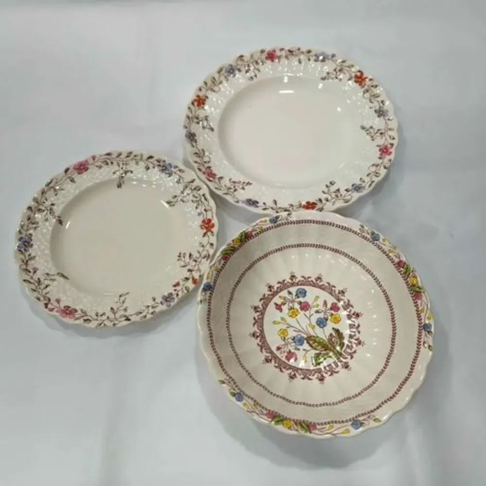 Copeland Spode Wicker Dale Cowslip Dishes Set